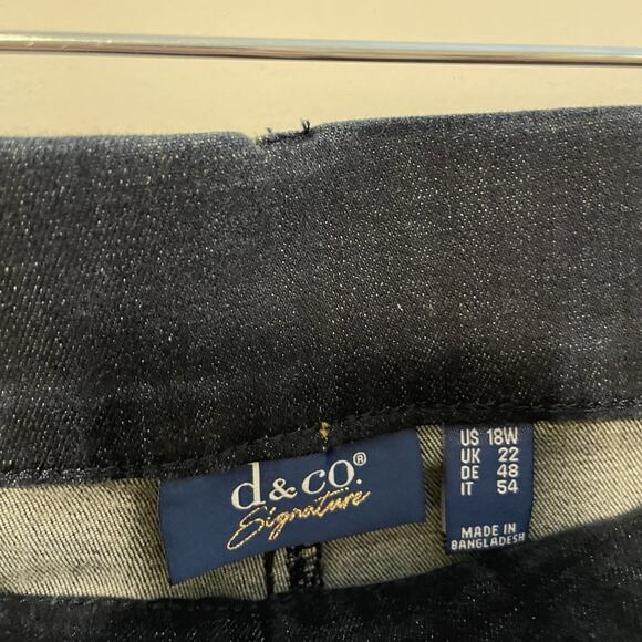 NWT D & Co Womens Stretch Jean Sz 18W Blue Dark Wash Pull On Skinny Leg Mid Rise - Picture 6 of 11